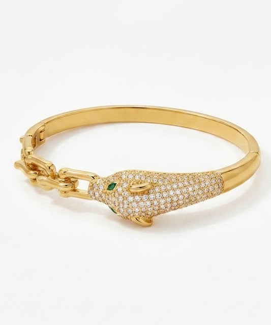 ✨Zirconium Gold Emerald Eye leopard Cuff Bracelet ✨