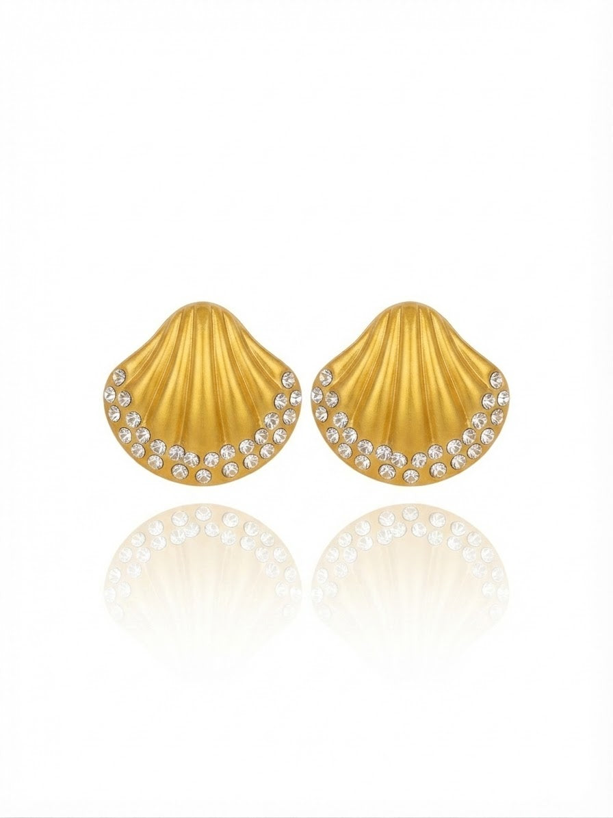 ✨Stainless steel Zircon studded Shell Earrings ✨