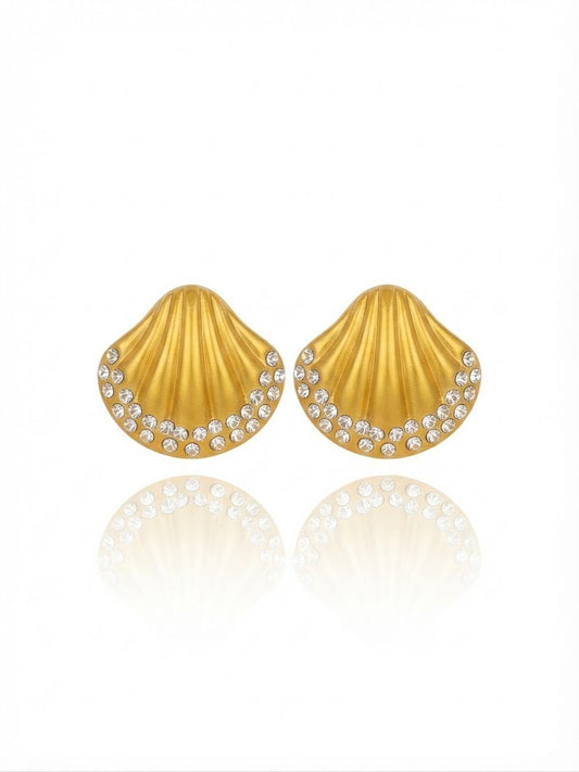 ✨Stainless steel Zircon studded Shell Earrings ✨