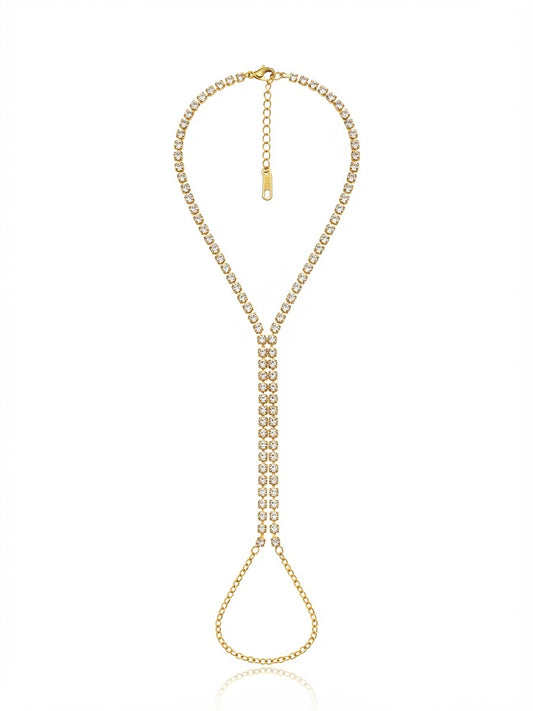 ✨Exquisite Stainless steel Gold Tennis exotic Hand chain bracelet ✨