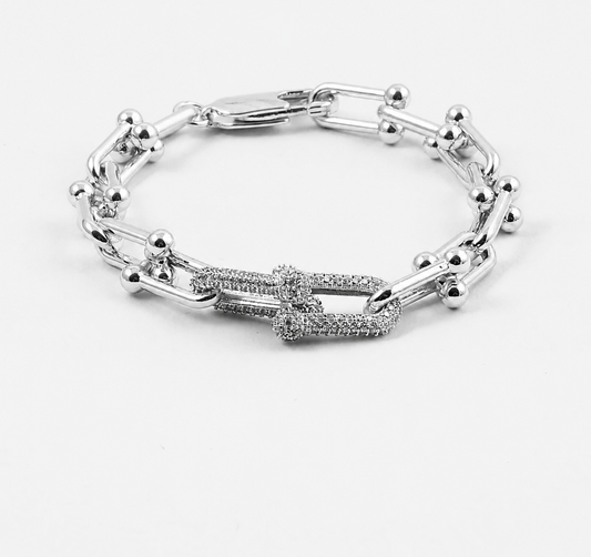 ✨Exquisite Zirconium Studded Link Silver Chain Bracelet ✨
