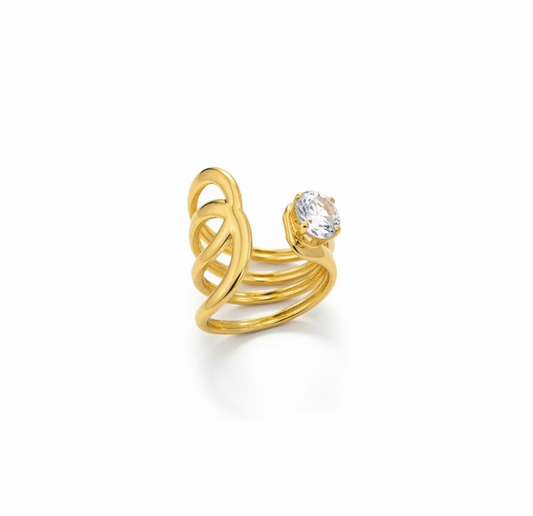 ✨Stainless Steel Zircon Studded Adjustable omara crystal ring ✨