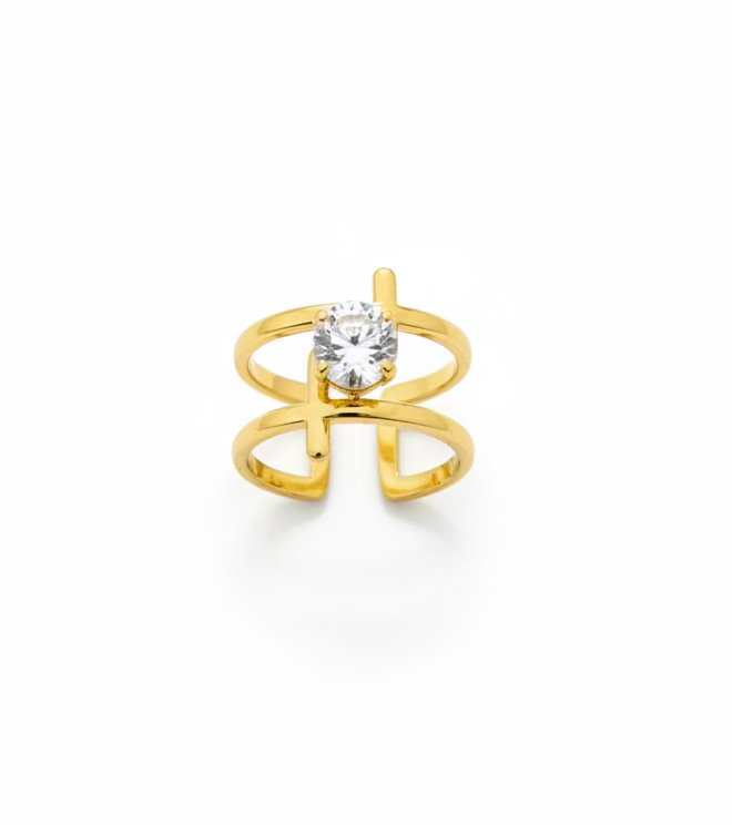 ✨Stainless Steel Zircon Studded Adjustable Cross crystal ring ✨