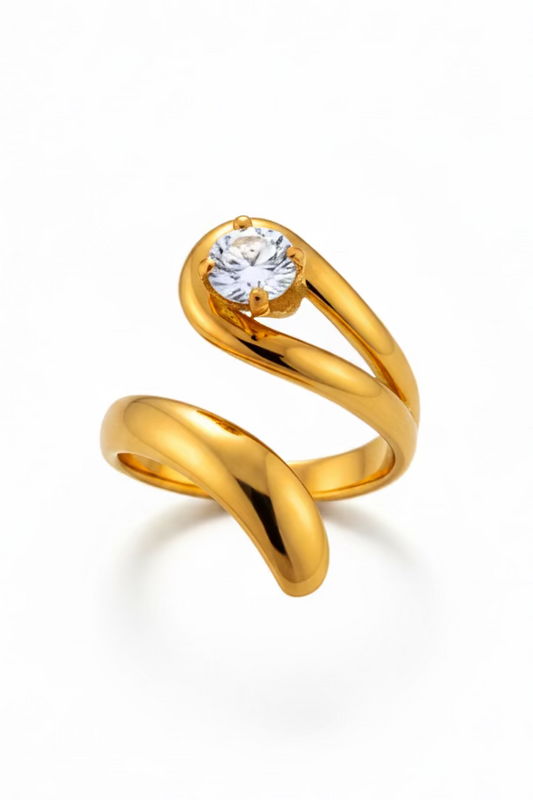✨Stainless Steel Zircon Studded Adjustable Overa crystal ring ✨