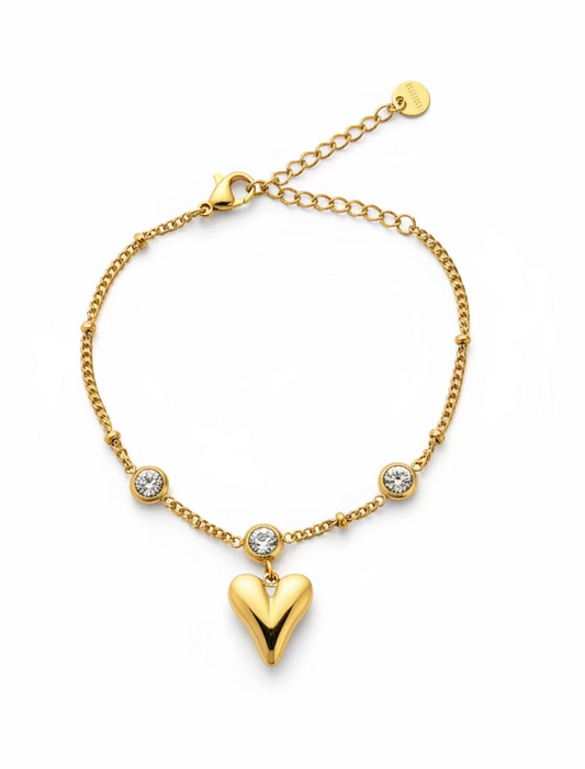Tressa crystal heart adjustable chain bracelet