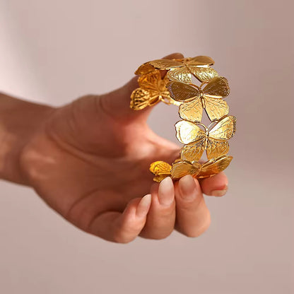 ✨ Exclusive Stainless steel Gold Chunky Adjustable Butterfly Cuff ✨