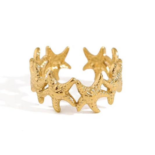✨ Exclusive Stainless steel Gold Chunky Adjustable Star Cuff ✨