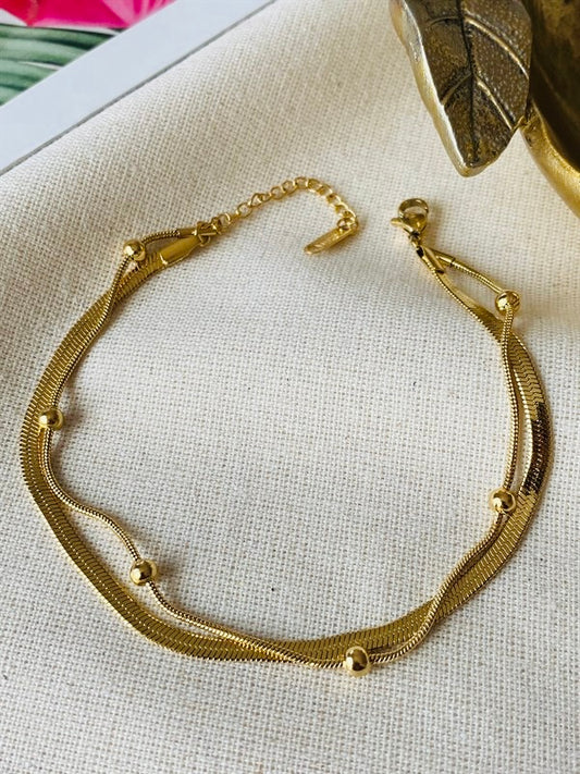 ✨Stainless steel layered Snake  beaded Chain Bracelet ✨