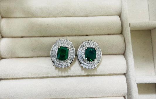 ✨Silver Zirconium Emerald Earrings ✨