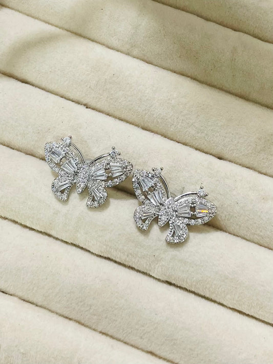 ✨Exquisite Silver Zirconium Butterfly Earrings ✨