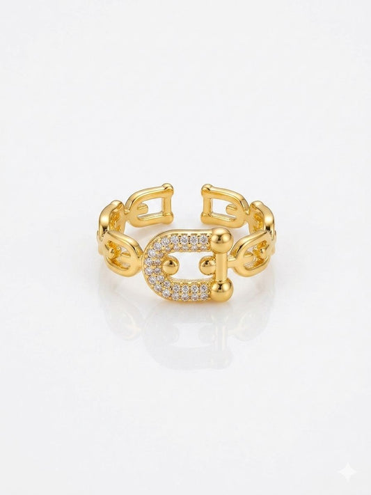 ✨Diamante crystal buckle gold adjustable ring✨