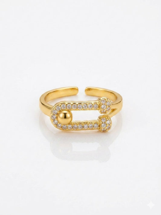 ✨Diamante crystal buckle gold adjustable ring✨
