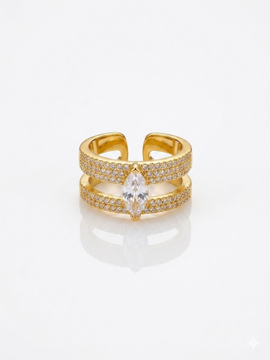 ✨Diamante crystal opium gold adjustable ring✨