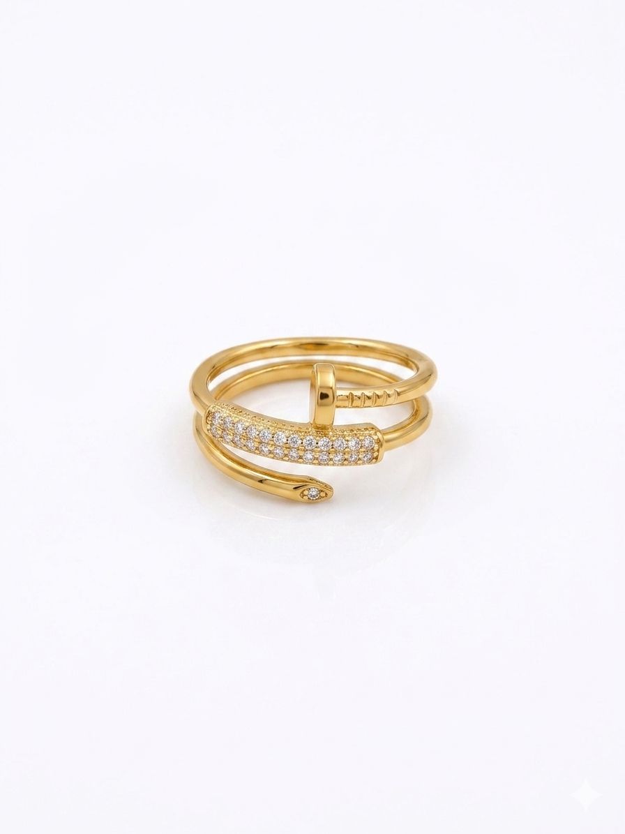✨Diamante crystal nail gold adjustable ring✨