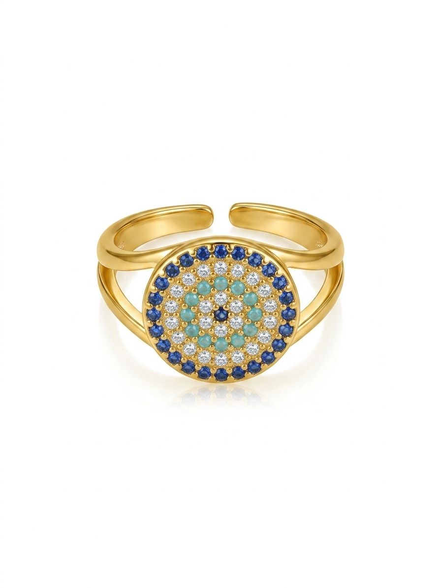 ✨ Diamante crystal Evil Eye adjustable gold ring✨