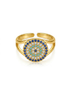 ✨ Diamante crystal Evil Eye adjustable gold ring✨
