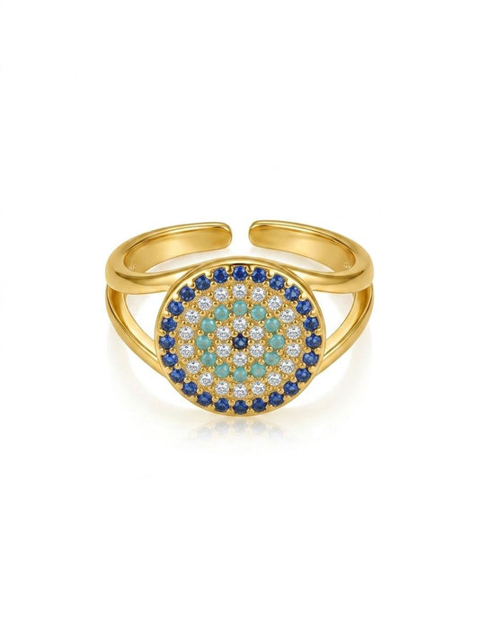 ✨ Diamante crystal Evil Eye adjustable gold ring✨