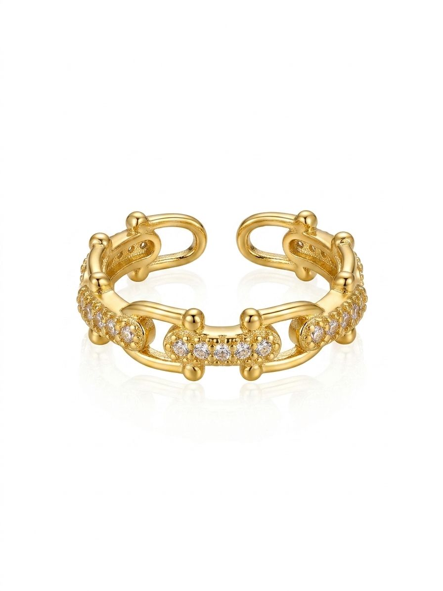 ✨ Diamante crystal buckle adjustable gold ring✨