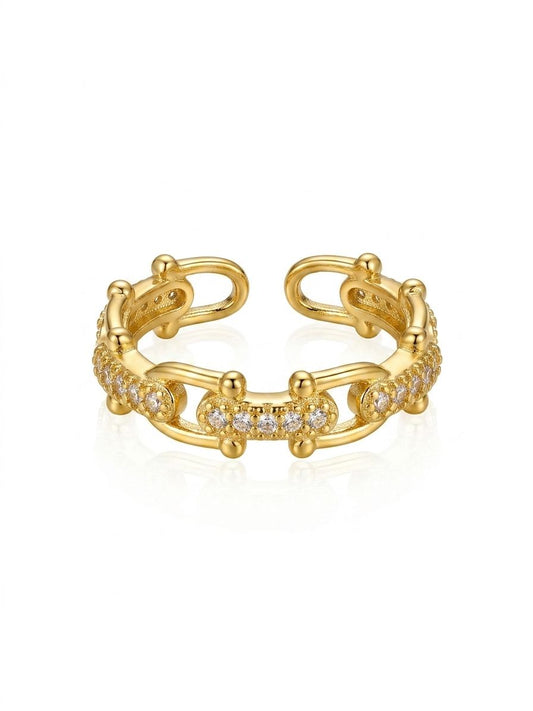 ✨ Diamante crystal buckle adjustable gold ring✨