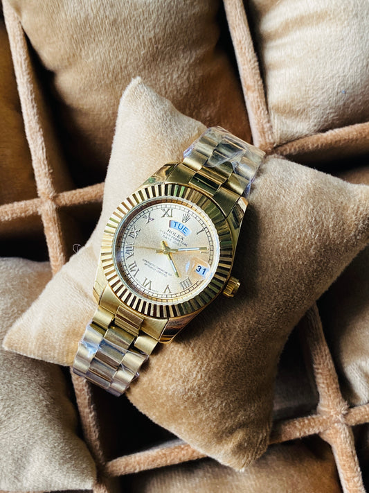 ✨Perpetual Golden Braided Golden Dial Classic Roman Watch ✨