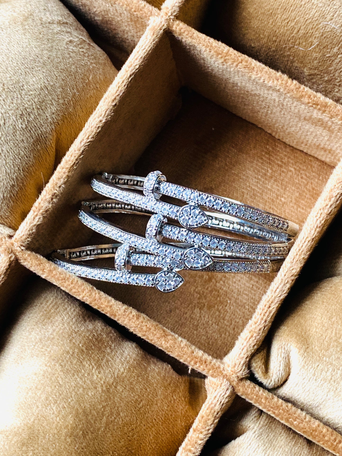 ✨Stainless steel zirconia Silver Nail Cuff Bracelet ✨ (Each)
