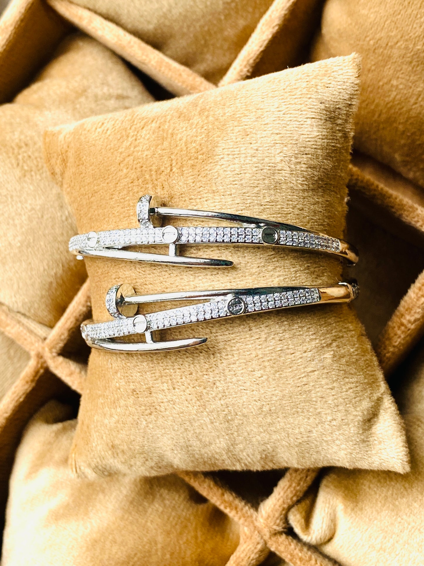 ✨Stainless steel zirconia Silver Nail Cuff Bracelet ✨ (Each)