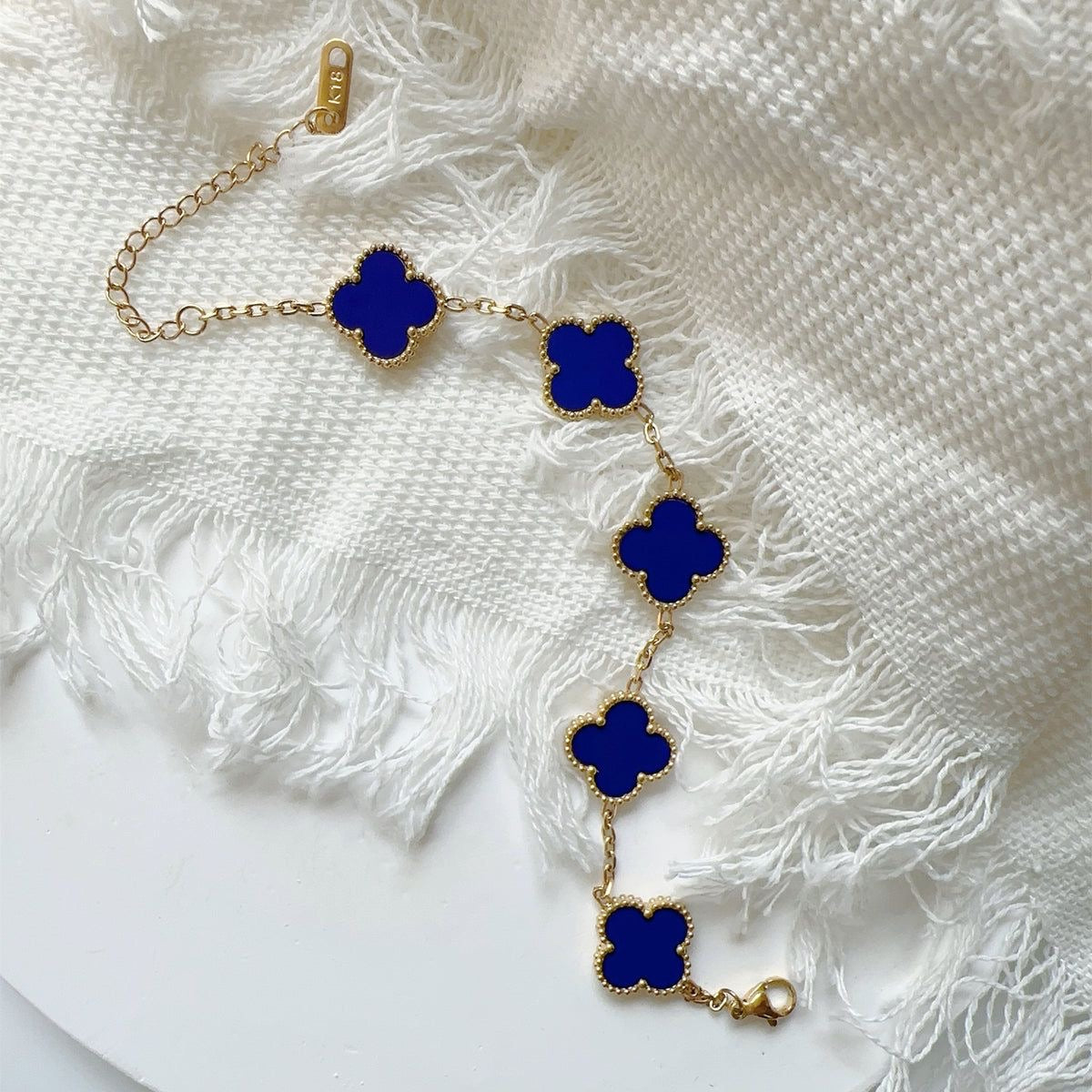 Exquisite Stainless steel Blue clovie Chain Bracelet