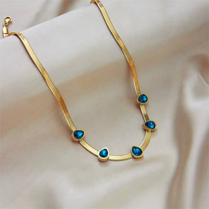 ✨Exquisite Stainless steel Blue Stone Gold Snake Chain Pendant ✨
