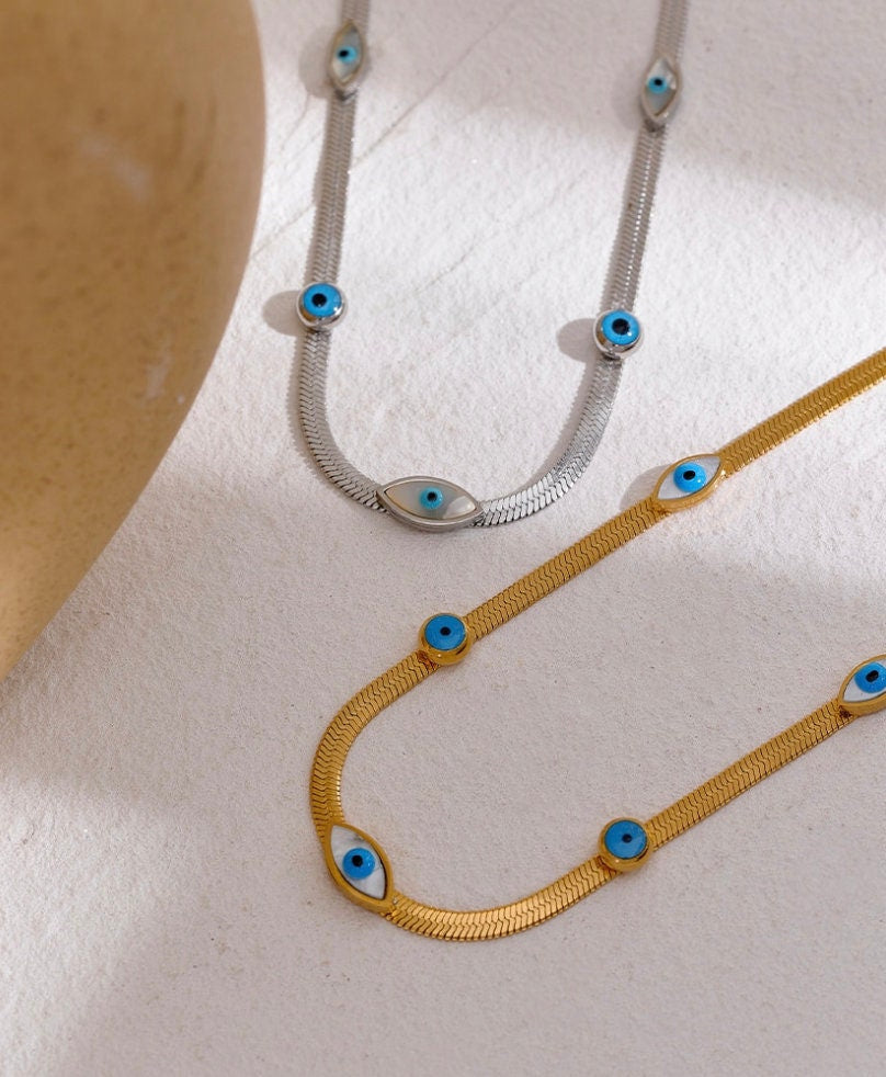 ✨Exclusive Stainless steel Gold Evil eye Off Snake Chain Pendant ✨