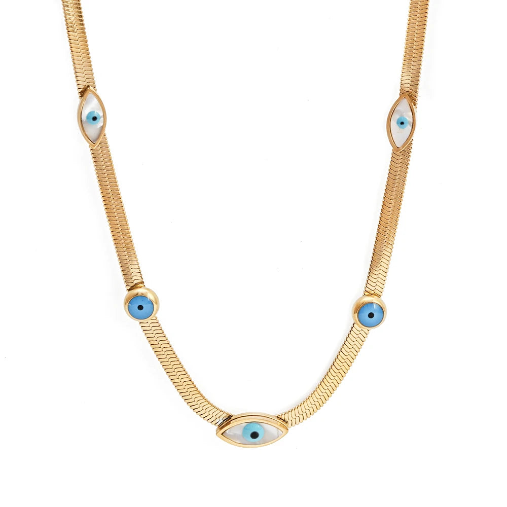 ✨Exclusive Stainless steel Gold Evil eye Off Snake Chain Pendant ✨