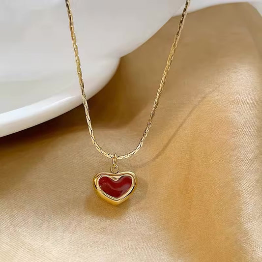 ✨Exclusive Stainless steel Gold Red Heart Chain Pendant ✨