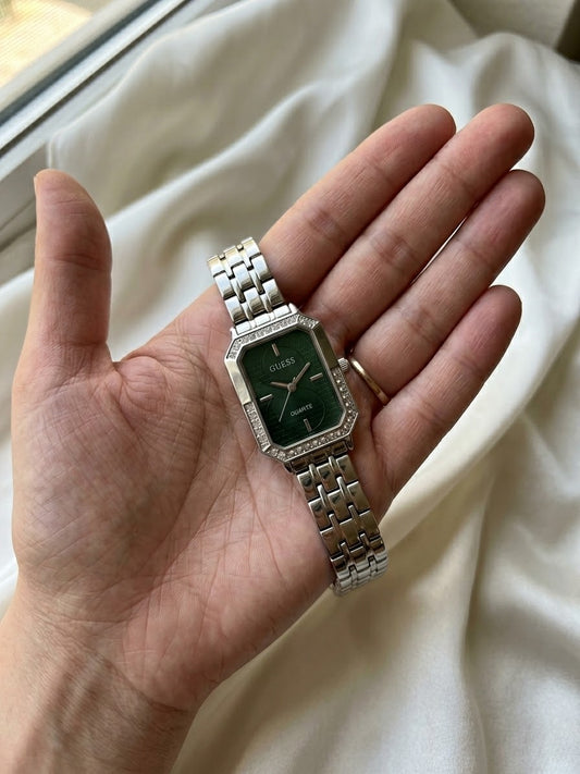 ✨Exquisite stainless steel Silver Jubilee Emerald dial  Watch✨