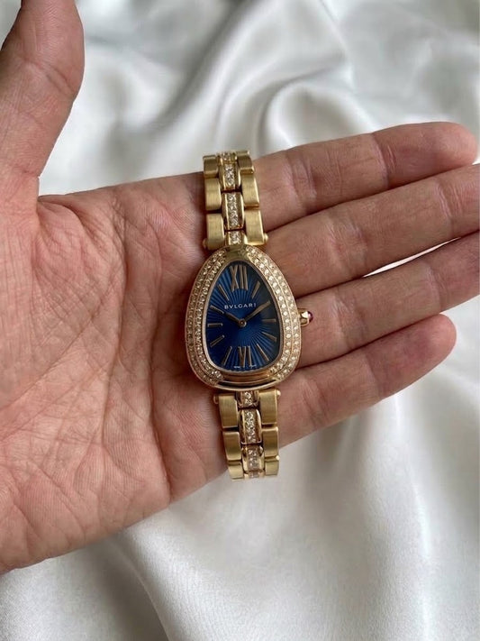 ✨Exquisite Gold stainless steel blue dial bvlg Watch✨
