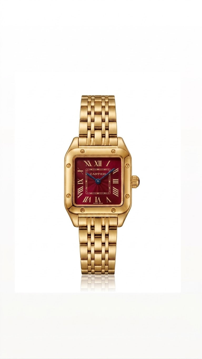 ✨Exquisite S stainless steel Gold Jubilee Red dial carte Watch✨