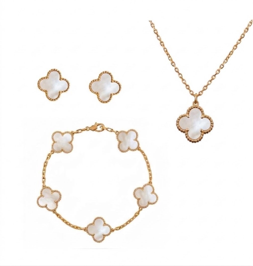 Stainless Steel Dream 5 motif White Clover Vanna Set