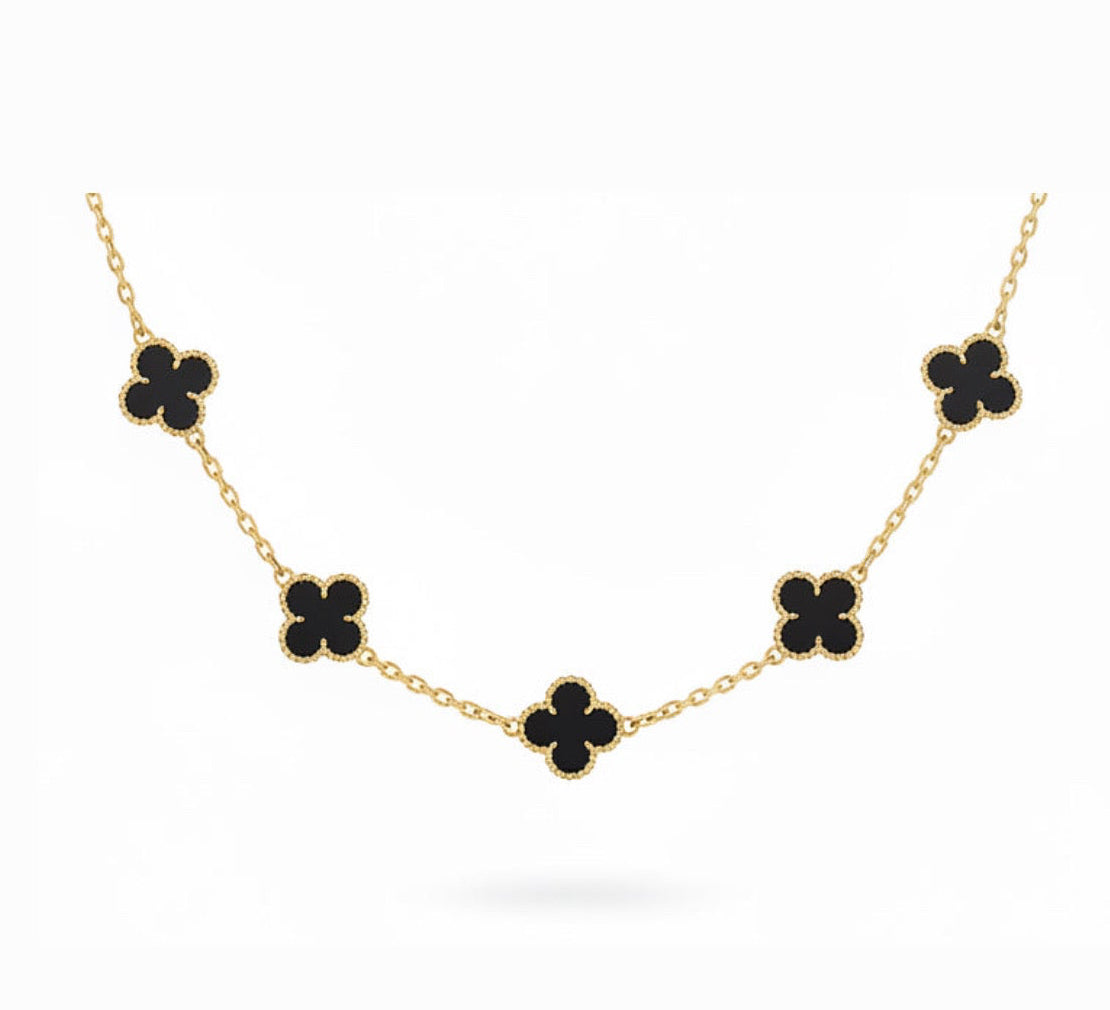 ✨Stainless steel Gold Lux Black Motif clovie  Necklace pendant ✨