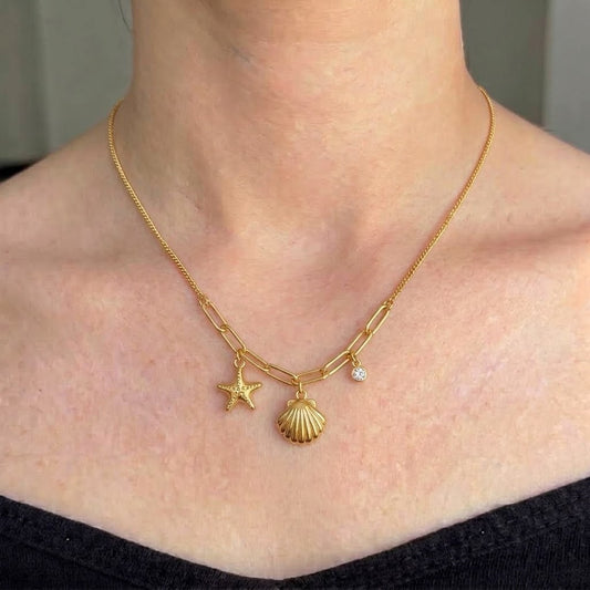 Exclusive Shell , dainty , star link pendant