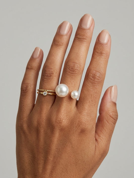 ✨Exclusive Pearl Sleek Gold Adjustable Ring ✨