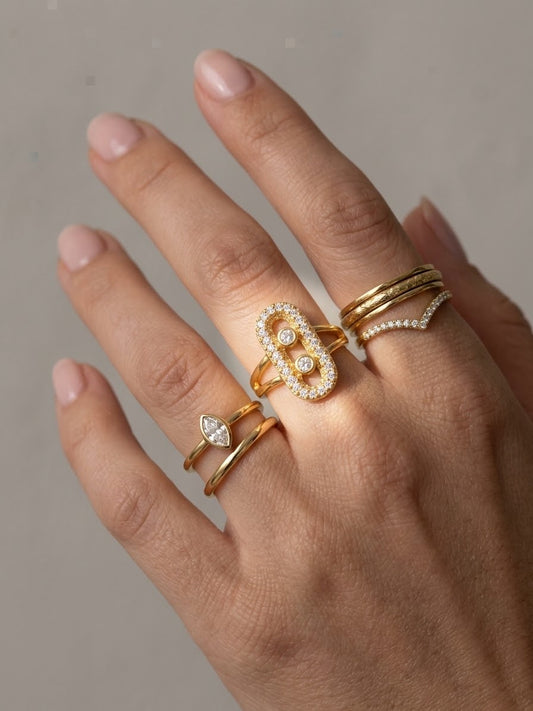✨Exclusive Studded Sleek Gold Adjustable Ring ✨