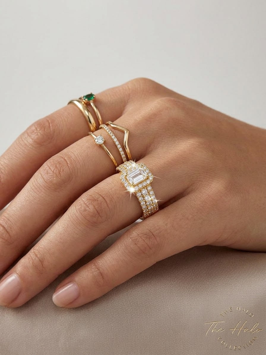 ✨Exclusive Zircon Studded Sleek Gold Adjustable Ring ✨