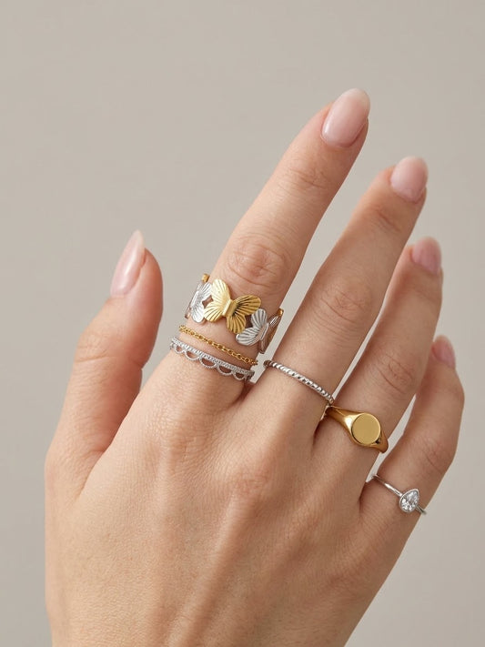 ✨Exclusive Stainless steel 2 Tone Adjustable Butterfly Ring ✨