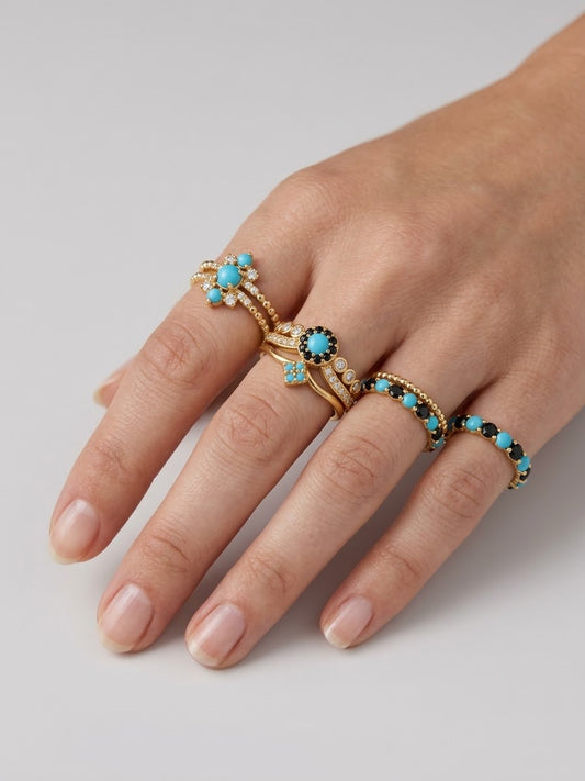 ✨ Diamante crystal Evil Eye adjustable gold ring✨