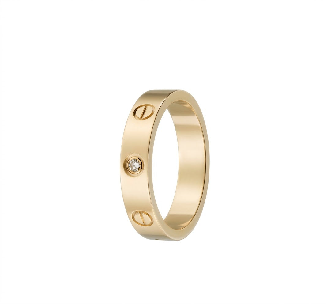 Stainless steel Gold Stone Ring