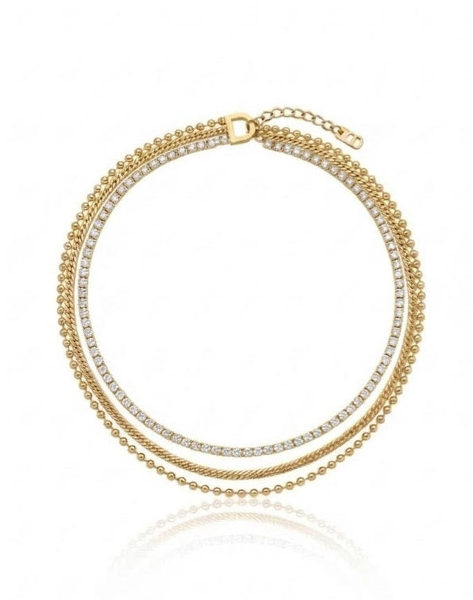 Stainless steel Gold Layered Exclusive Beaded Chain Bracelet