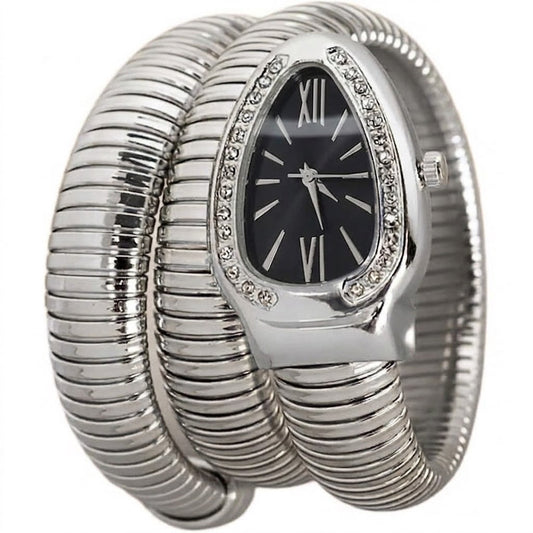 ✨Snake serpenti Silver watch Black dial Crystal Studded bvlg ✨