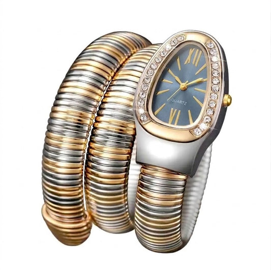 ✨Crystal studded dial serpenti snake Silverxgold watch✨