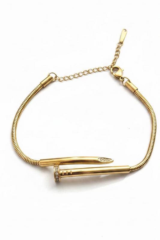 Exclusive Crystal studded Nail 18k chain bracelet