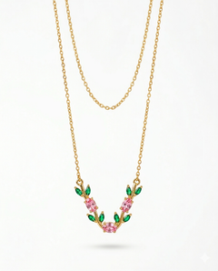 Exclusive zirconia tulip chain necklace