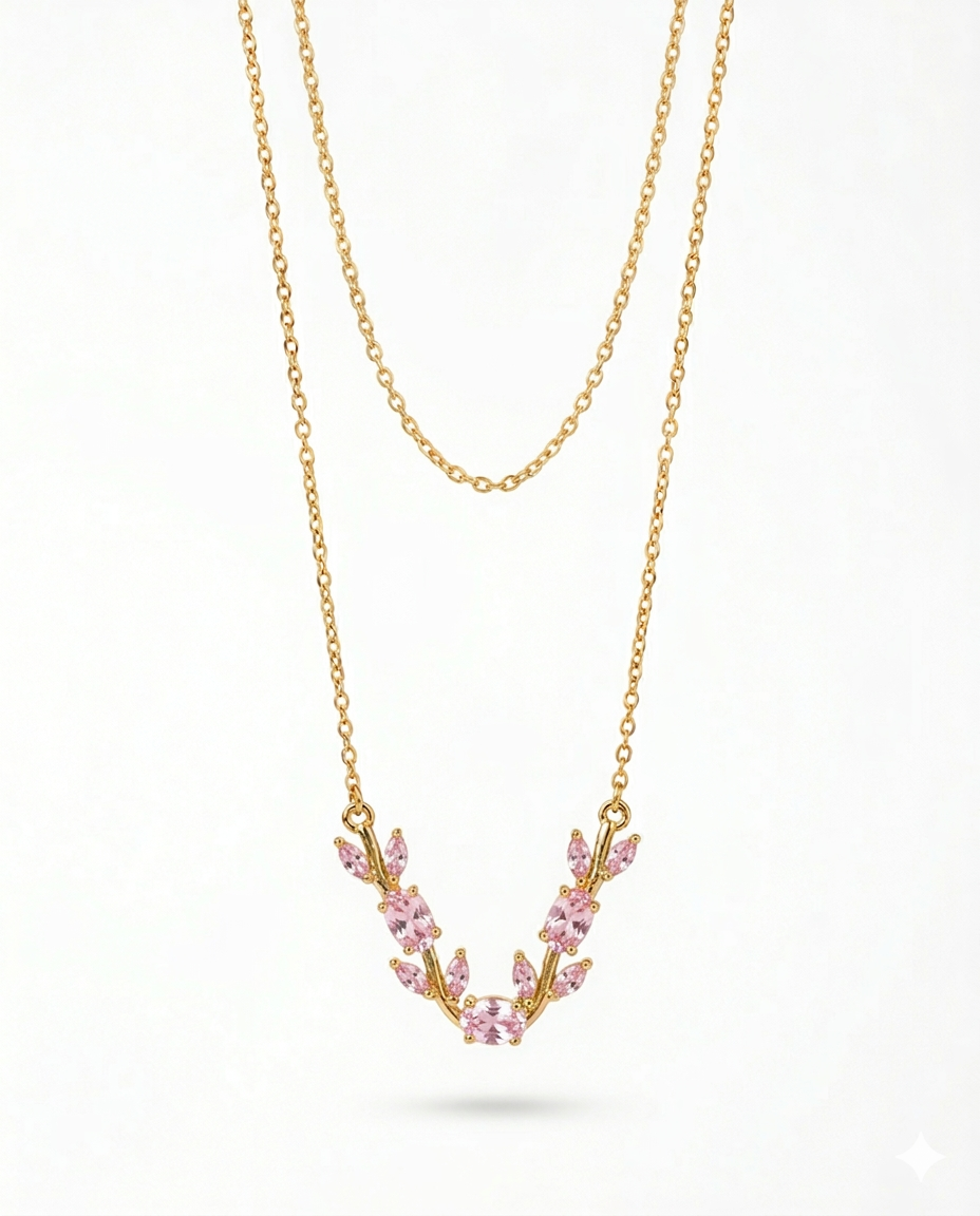 Exclusive zirconia tulip chain necklace