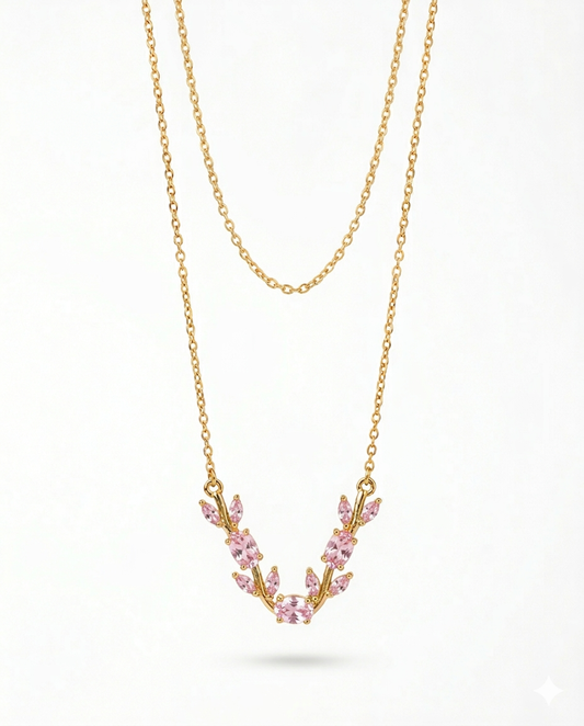 Exclusive zirconia tulip chain necklace